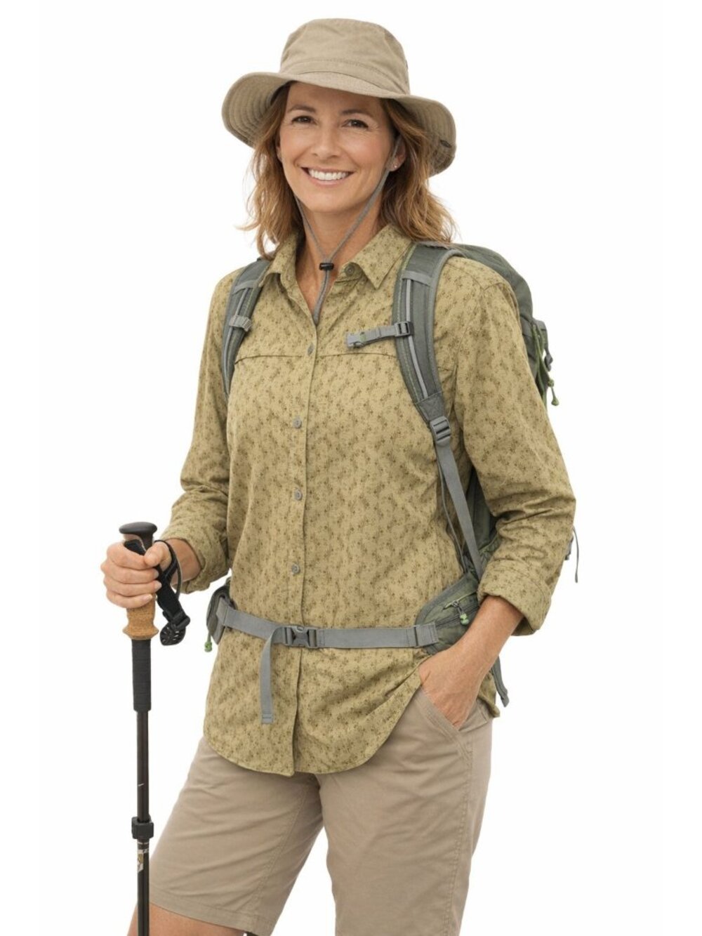 REI Co-Op Columbia Outdoor Hiking Moisture Wisk Lightweight Shirt Green Womens L